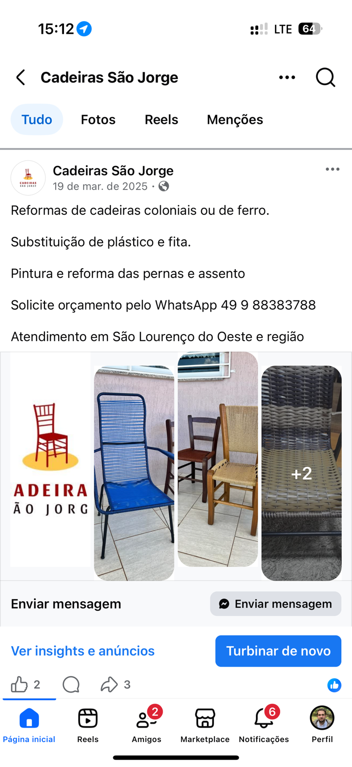 Cadeira de ferro azul reformada